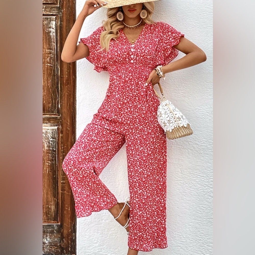 Scarlet Petal Summer Floral Jumpsuit